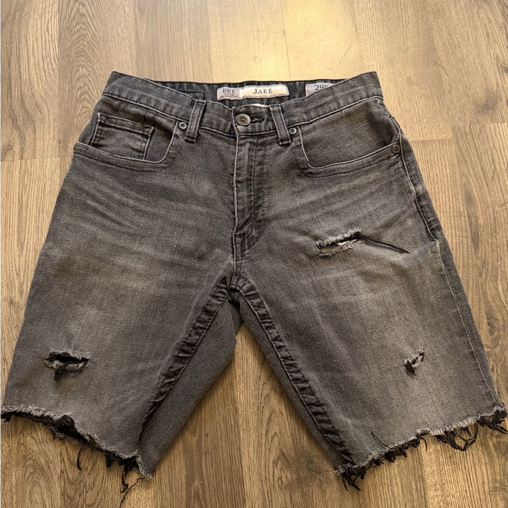 BKE Jake Distressed Gray Denim Cut-Off Jean Shorts Size 29S
